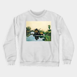 Floating Houses On A River by Paul Cezanne Crewneck Sweatshirt